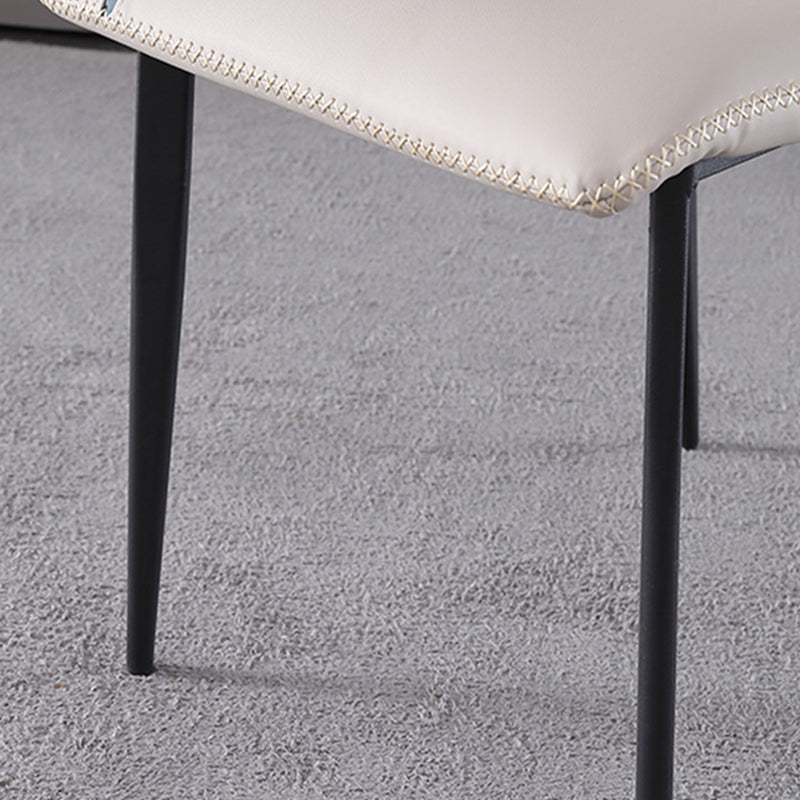 Industriële armloze zijstoelen faux lederen eetstoelen met metalen benen