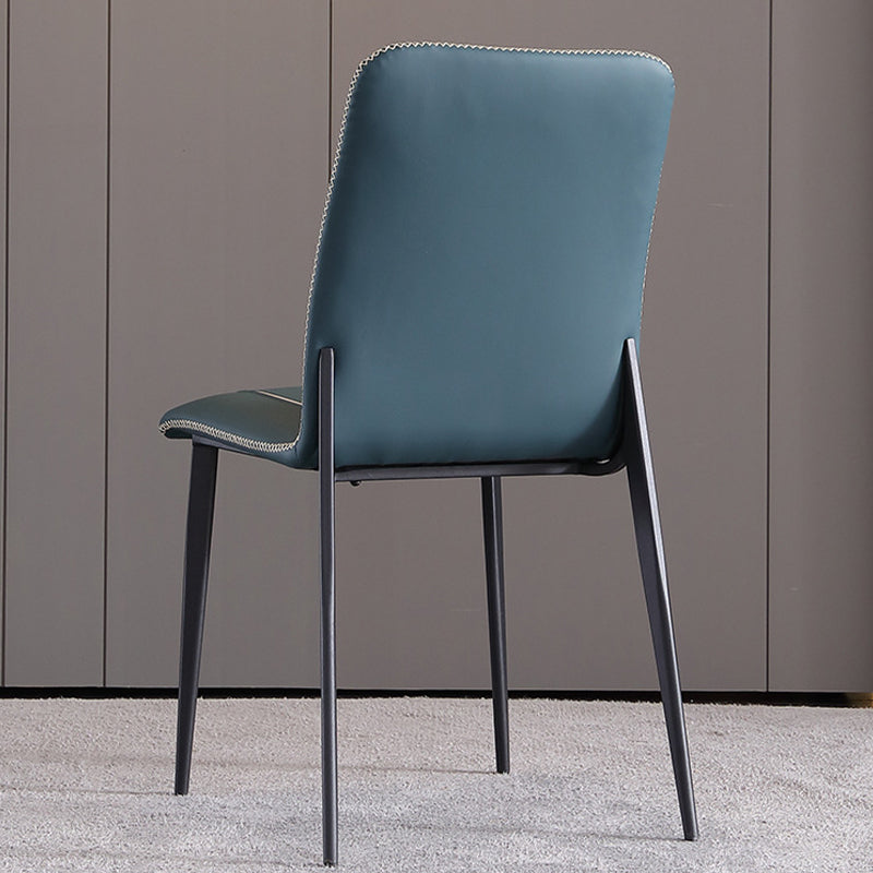 Industriële armloze zijstoelen faux lederen eetstoelen met metalen benen