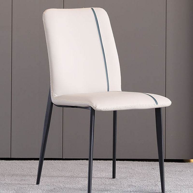 Industriële armloze zijstoelen faux lederen eetstoelen met metalen benen