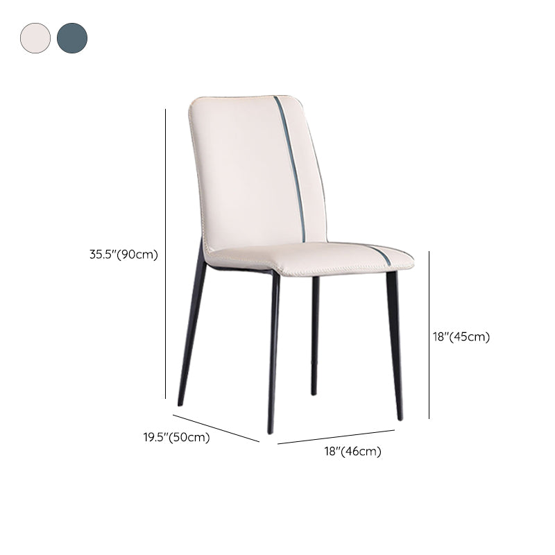 Industriële armloze zijstoelen faux lederen eetstoelen met metalen benen