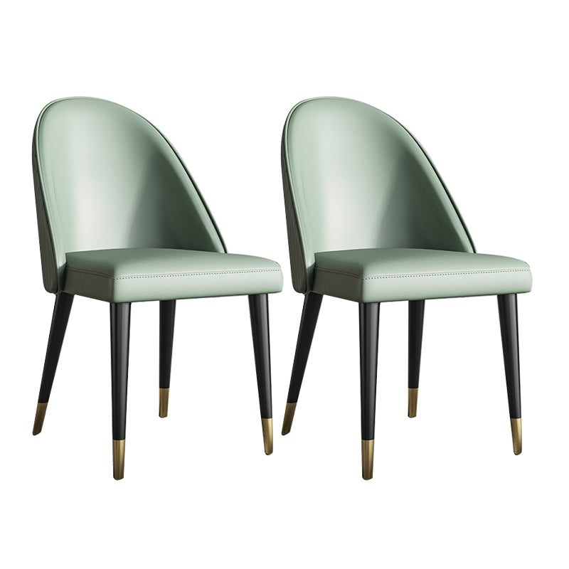 Sillas de comedor de cuero de forma glamorosa sillas laterales sin brazos con patas de madera para cocina