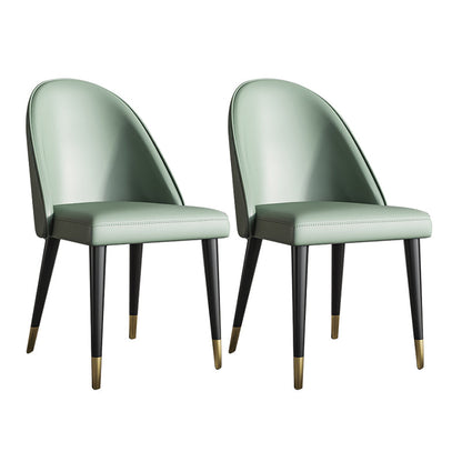 Sillas de comedor de cuero de forma glamorosa sillas laterales sin brazos con patas de madera para cocina