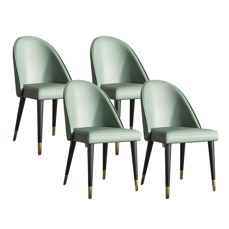 Sillas de comedor de cuero de forma glamorosa sillas laterales sin brazos con patas de madera para cocina