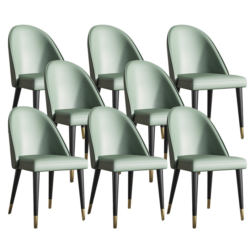 Sillas de comedor de cuero de forma glamorosa sillas laterales sin brazos con patas de madera para cocina