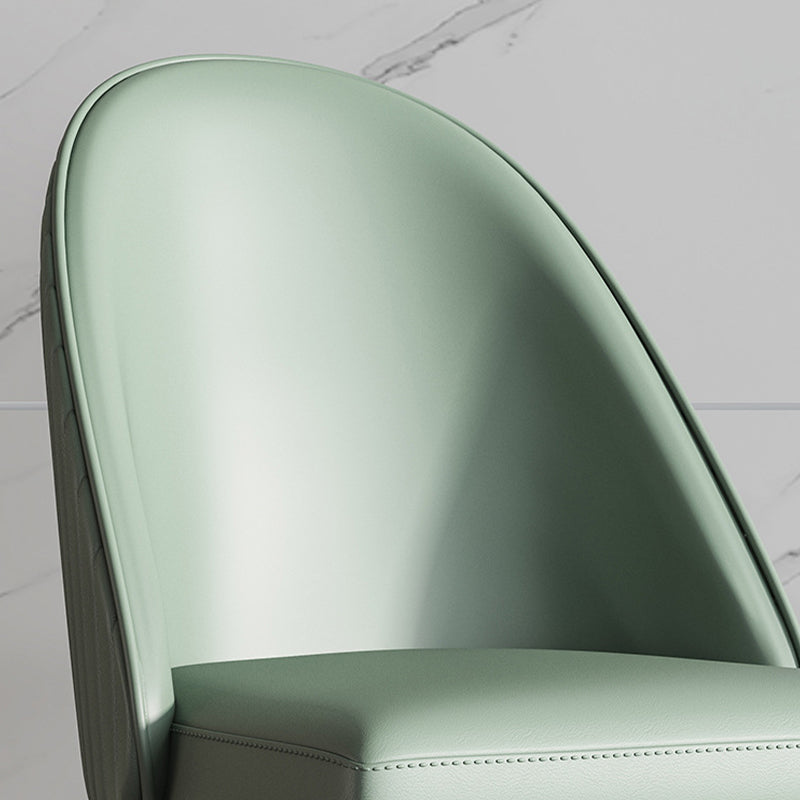 Sillas de comedor de cuero de forma glamorosa sillas laterales sin brazos con patas de madera para cocina