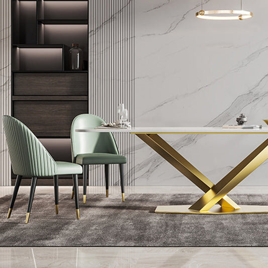 Sedie da pranzo in pelle finta glam sedie laterali senza braccio con gambe in legno per cucina