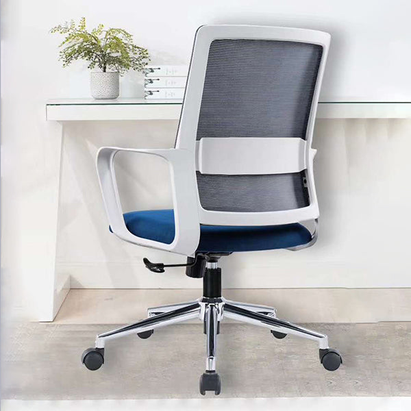 25" Wide Modern Desk Chair Breathable AirGrid Fixed Arms Office Chair Blue 1 Piece Clearhalo 'furn' 'furn_office_chair' 'Furniture' 'Office Chairs' 'Office Furniture' 'office_chair' 6358584