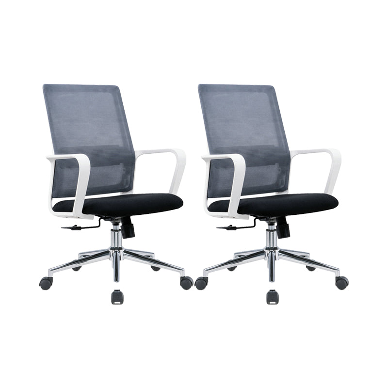 25" Wide Modern Desk Chair Breathable AirGrid Fixed Arms Office Chair Black 2 Piece Set Clearhalo 'furn' 'furn_office_chair' 'Furniture' 'Office Chairs' 'Office Furniture' 'office_chair' 6358586