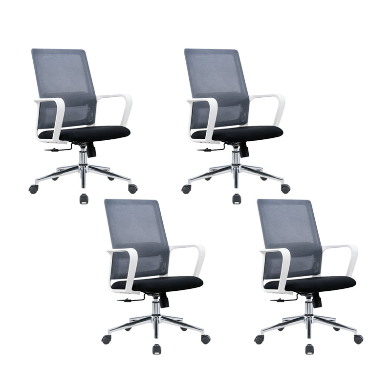 25" Wide Modern Desk Chair Breathable AirGrid Fixed Arms Office Chair Black 4 Piece Set Clearhalo 'furn' 'furn_office_chair' 'Furniture' 'Office Chairs' 'Office Furniture' 'office_chair' 6358588