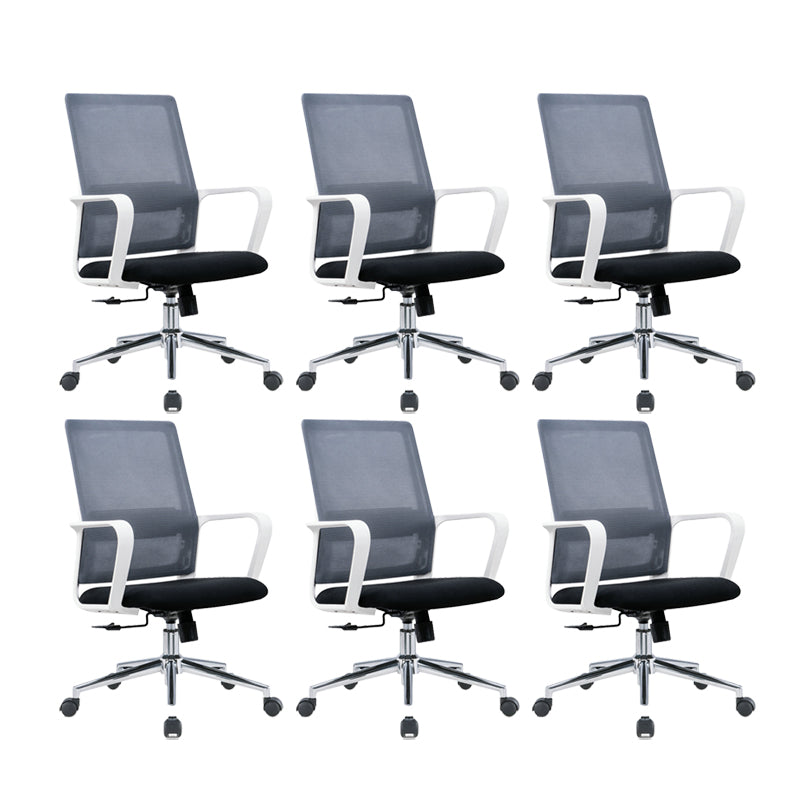 25" Wide Modern Desk Chair Breathable AirGrid Fixed Arms Office Chair Black 6 Piece Set Clearhalo 'furn' 'furn_office_chair' 'Furniture' 'Office Chairs' 'Office Furniture' 'office_chair' 6358589