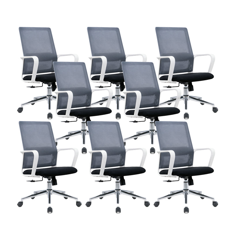 25" Wide Modern Desk Chair Breathable AirGrid Fixed Arms Office Chair Black 8 Piece Set Clearhalo 'furn' 'furn_office_chair' 'Furniture' 'Office Chairs' 'Office Furniture' 'office_chair' 6358592