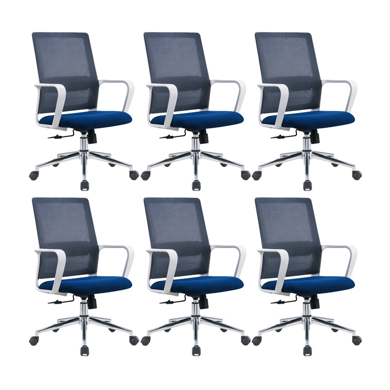 25" Wide Modern Desk Chair Breathable AirGrid Fixed Arms Office Chair Blue 6 Piece Set Clearhalo 'furn' 'furn_office_chair' 'Furniture' 'Office Chairs' 'Office Furniture' 'office_chair' 6358598