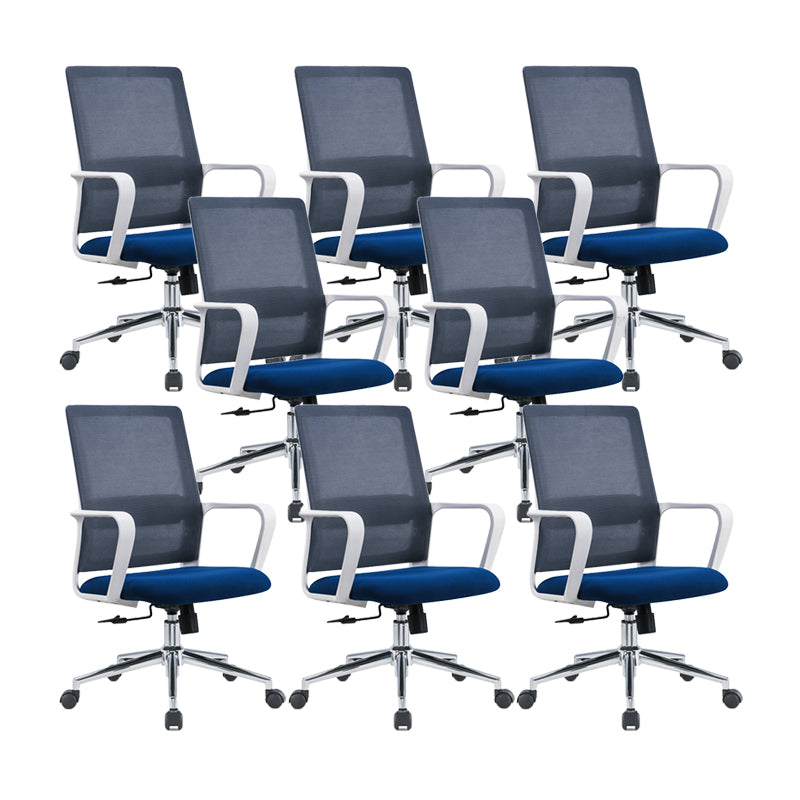 25" Wide Modern Desk Chair Breathable AirGrid Fixed Arms Office Chair Blue 8 Piece Set Clearhalo 'furn' 'furn_office_chair' 'Furniture' 'Office Chairs' 'Office Furniture' 'office_chair' 6358600