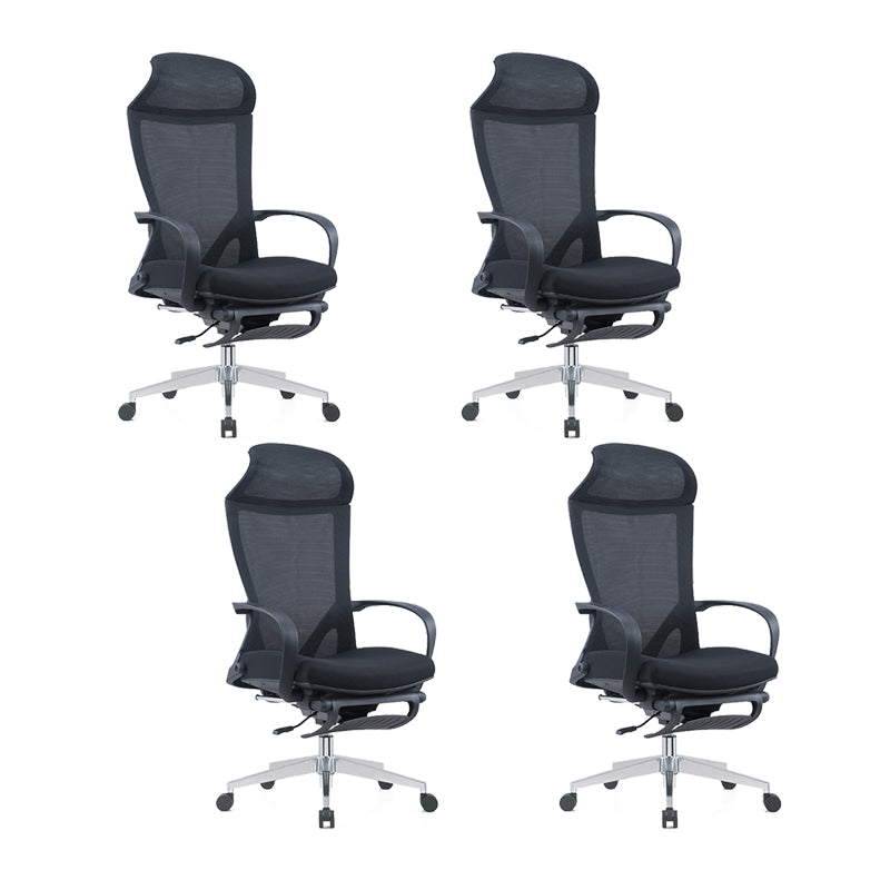 Modern Desk Chair Mesh Conference Chair High Back Chair in Black 4 Piece Set Metal Clearhalo 'furn' 'furn_office_chair' 'Furniture' 'Office Chairs' 'Office Furniture' 'office_chair' 6358608