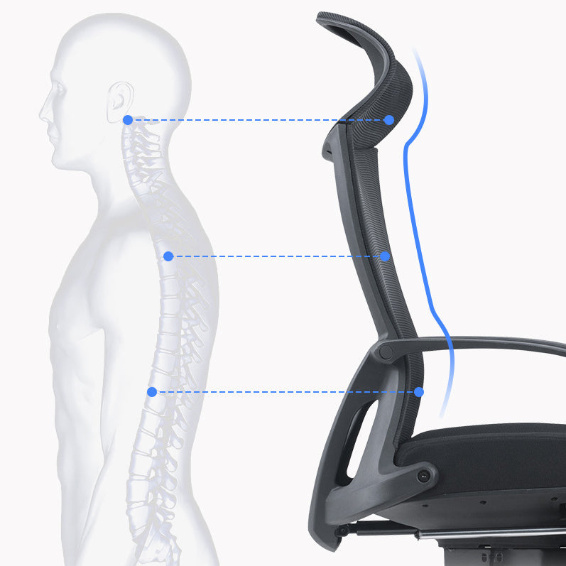 Modern Desk Chair Mesh Conference Chair High Back Chair in Black Clearhalo 'furn' 'furn_office_chair' 'Furniture' 'Office Chairs' 'Office Furniture' 'office_chair' 6358610