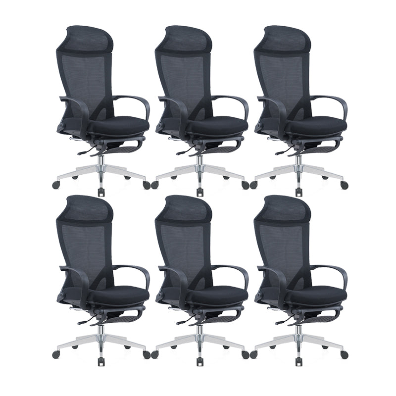 Modern Desk Chair Mesh Conference Chair High Back Chair in Black 6 Piece Set Metal Clearhalo 'furn' 'furn_office_chair' 'Furniture' 'Office Chairs' 'Office Furniture' 'office_chair' 6358611