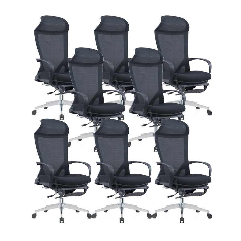 Modern Desk Chair Mesh Conference Chair High Back Chair in Black 8 Piece Set Metal Clearhalo 'furn' 'furn_office_chair' 'Furniture' 'Office Chairs' 'Office Furniture' 'office_chair' 6358613