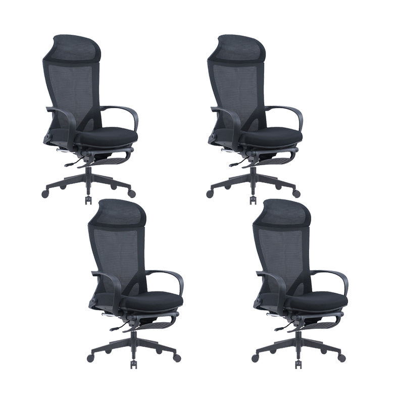 Modern Desk Chair Mesh Conference Chair High Back Chair in Black 4 Piece Set Nylon Clearhalo 'furn' 'furn_office_chair' 'Furniture' 'Office Chairs' 'Office Furniture' 'office_chair' 6358617