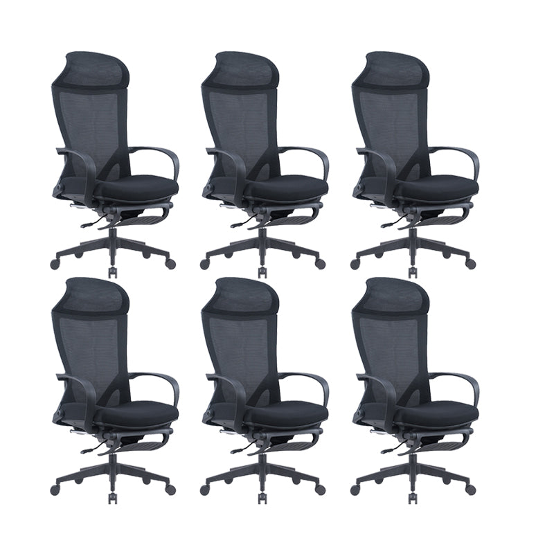 Modern Desk Chair Mesh Conference Chair High Back Chair in Black 6 Piece Set Nylon Clearhalo 'furn' 'furn_office_chair' 'Furniture' 'Office Chairs' 'Office Furniture' 'office_chair' 6358619