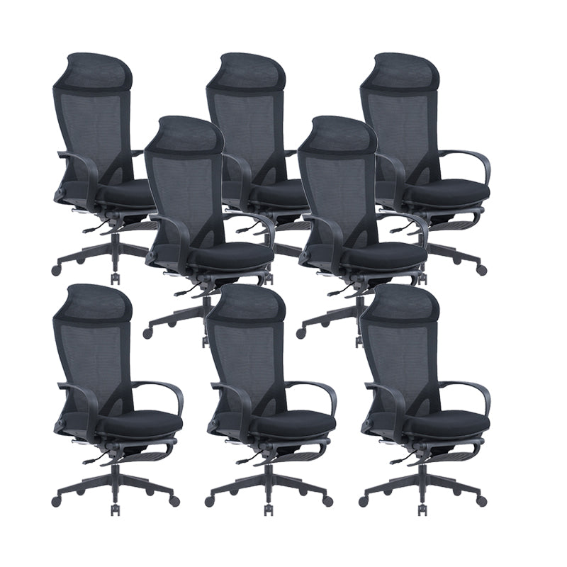 Modern Desk Chair Mesh Conference Chair High Back Chair in Black 8 Piece Set Nylon Clearhalo 'furn' 'furn_office_chair' 'Furniture' 'Office Chairs' 'Office Furniture' 'office_chair' 6358621