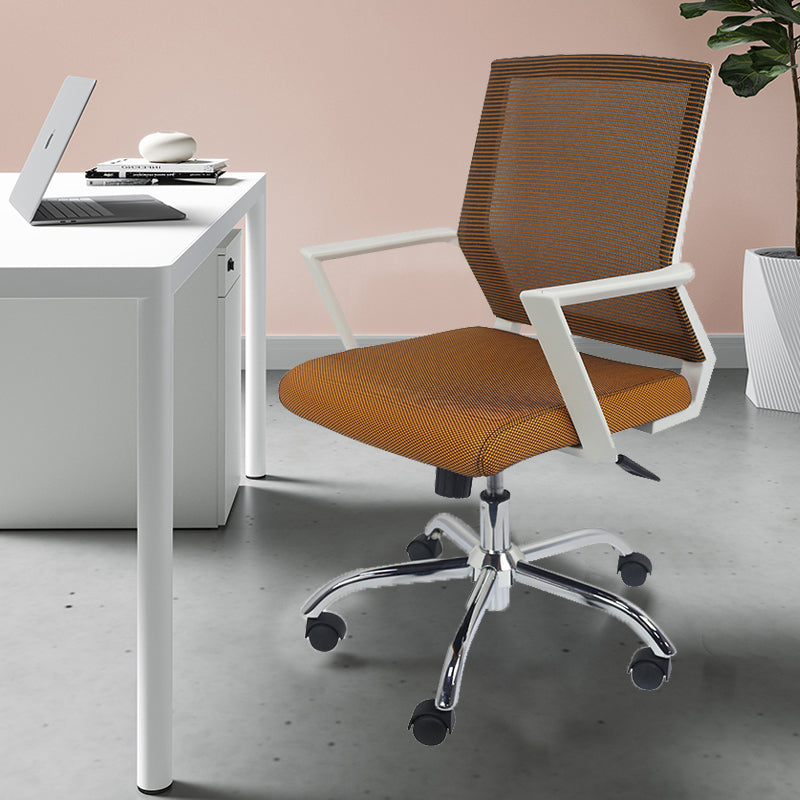 Modern Ergonomic Mesh Task Chair Office Fixed Arms Swivel Chair Orange 1 Piece Clearhalo 'furn' 'furn_office_chair' 'Furniture' 'Office Chairs' 'Office Furniture' 'office_chair' 6358623