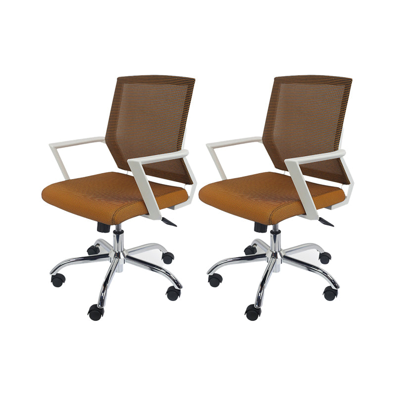 Modern Ergonomic Mesh Task Chair Office Fixed Arms Swivel Chair Orange 2 Piece Set Clearhalo 'furn' 'furn_office_chair' 'Furniture' 'Office Chairs' 'Office Furniture' 'office_chair' 6358625