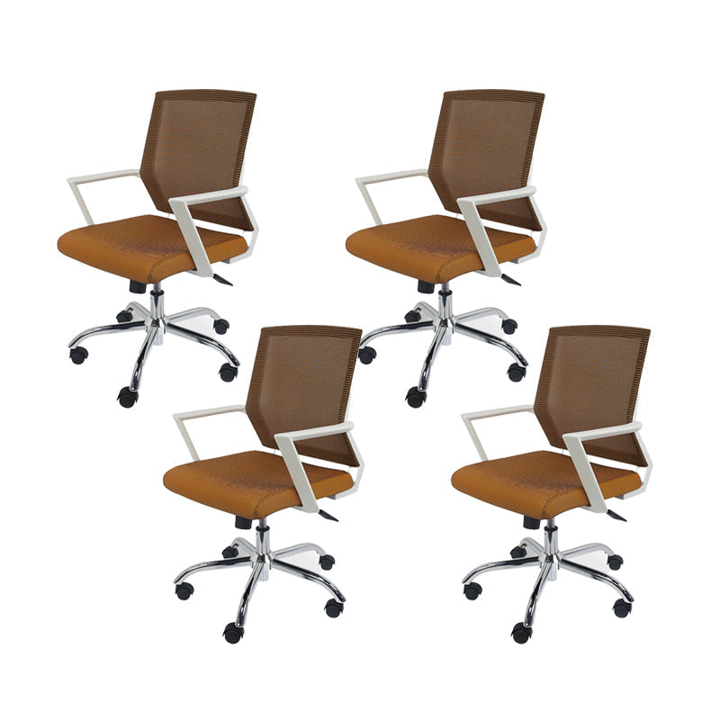 Modern Ergonomic Mesh Task Chair Office Fixed Arms Swivel Chair Orange 4 Piece Set Clearhalo 'furn' 'furn_office_chair' 'Furniture' 'Office Chairs' 'Office Furniture' 'office_chair' 6358627