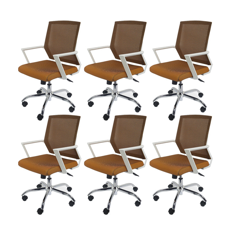 Modern Ergonomic Mesh Task Chair Office Fixed Arms Swivel Chair Orange 6 Piece Set Clearhalo 'furn' 'furn_office_chair' 'Furniture' 'Office Chairs' 'Office Furniture' 'office_chair' 6358629