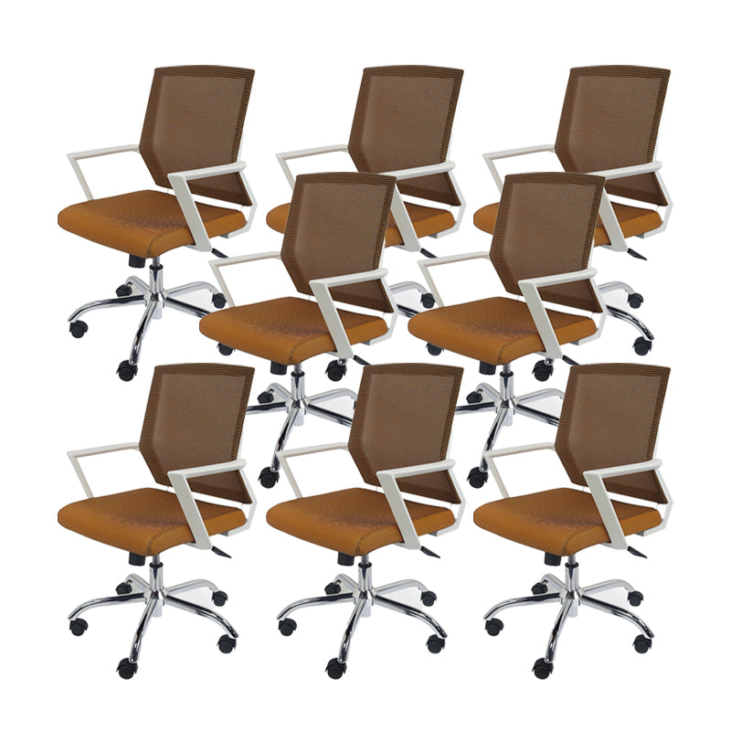 Modern Ergonomic Mesh Task Chair Office Fixed Arms Swivel Chair Orange 8 Piece Set Clearhalo 'furn' 'furn_office_chair' 'Furniture' 'Office Chairs' 'Office Furniture' 'office_chair' 6358630