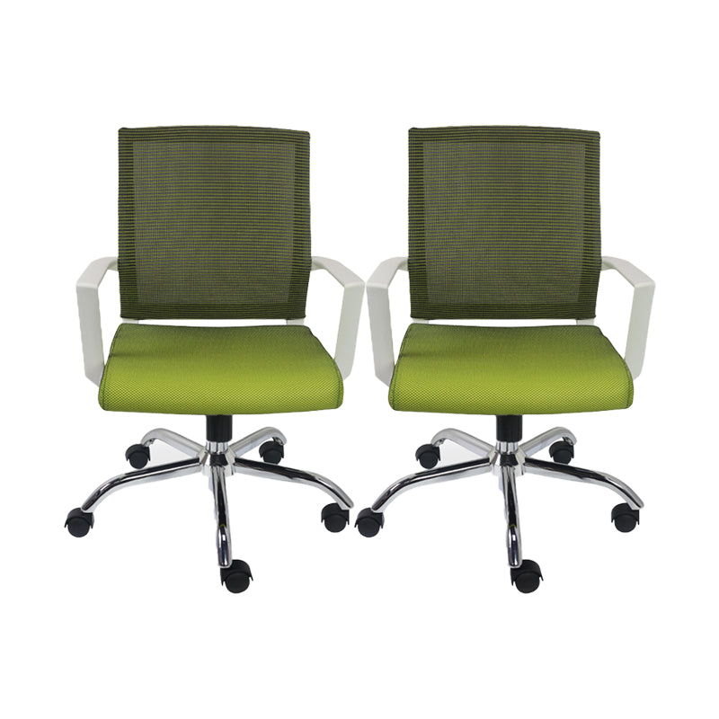 Modern Ergonomic Mesh Task Chair Office Fixed Arms Swivel Chair Green 2 Piece Set Clearhalo 'furn' 'furn_office_chair' 'Furniture' 'Office Chairs' 'Office Furniture' 'office_chair' 6358634
