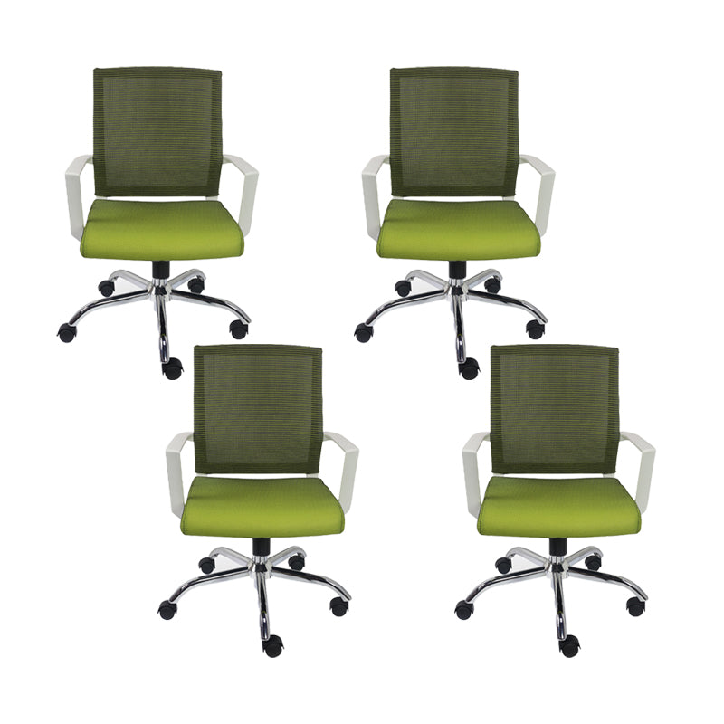 Modern Ergonomic Mesh Task Chair Office Fixed Arms Swivel Chair Green 4 Piece Set Clearhalo 'furn' 'furn_office_chair' 'Furniture' 'Office Chairs' 'Office Furniture' 'office_chair' 6358636