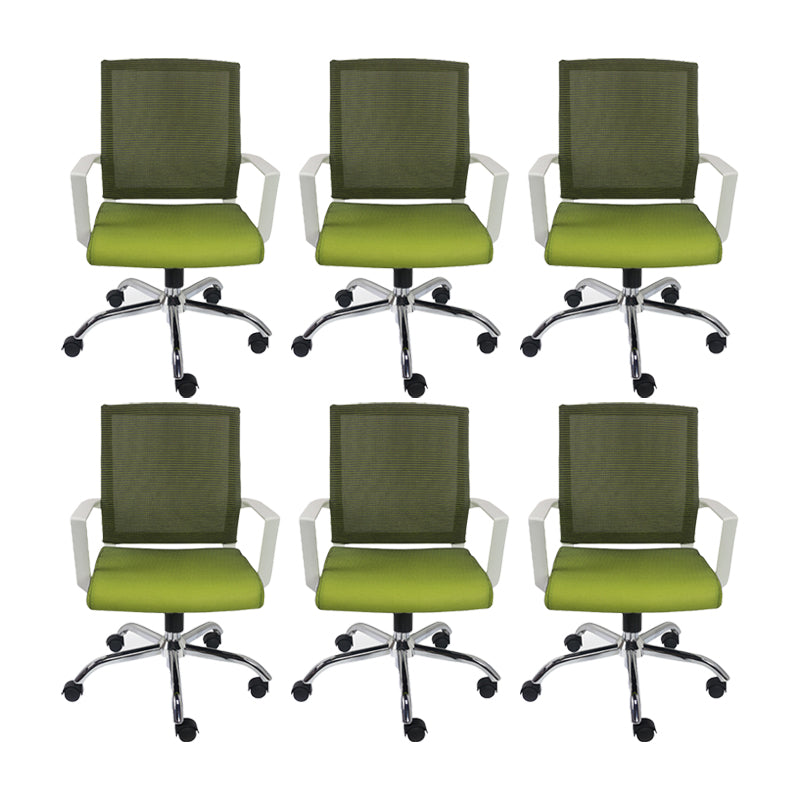 Modern Ergonomic Mesh Task Chair Office Fixed Arms Swivel Chair Green 6 Piece Set Clearhalo 'furn' 'furn_office_chair' 'Furniture' 'Office Chairs' 'Office Furniture' 'office_chair' 6358638