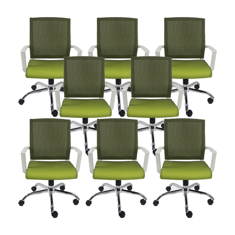 Modern Ergonomic Mesh Task Chair Office Fixed Arms Swivel Chair Green 8 Piece Set Clearhalo 'furn' 'furn_office_chair' 'Furniture' 'Office Chairs' 'Office Furniture' 'office_chair' 6358640