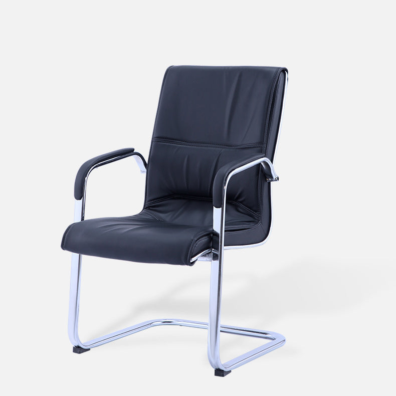 Contemporary PU Computer Chair Faux Leather and Chrome Frame Office Chair Clearhalo 'furn' 'furn_office_chair' 'Furniture' 'Office Chairs' 'Office Furniture' 'office_chair' 6358645