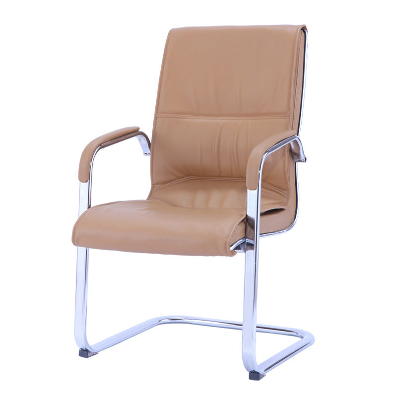 Contemporary PU Computer Chair Faux Leather and Chrome Frame Office Chair Brown 1 Piece Clearhalo 'furn' 'furn_office_chair' 'Furniture' 'Office Chairs' 'Office Furniture' 'office_chair' 6358646