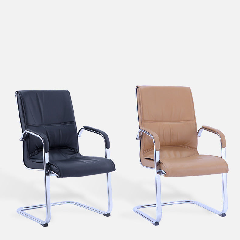 Contemporary PU Computer Chair Faux Leather and Chrome Frame Office Chair Clearhalo 'furn' 'furn_office_chair' 'Furniture' 'Office Chairs' 'Office Furniture' 'office_chair' 6358647