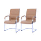 Contemporary PU Computer Chair Faux Leather and Chrome Frame Office Chair Brown 2 Piece Set Clearhalo 'furn' 'furn_office_chair' 'Furniture' 'Office Chairs' 'Office Furniture' 'office_chair' 6358648