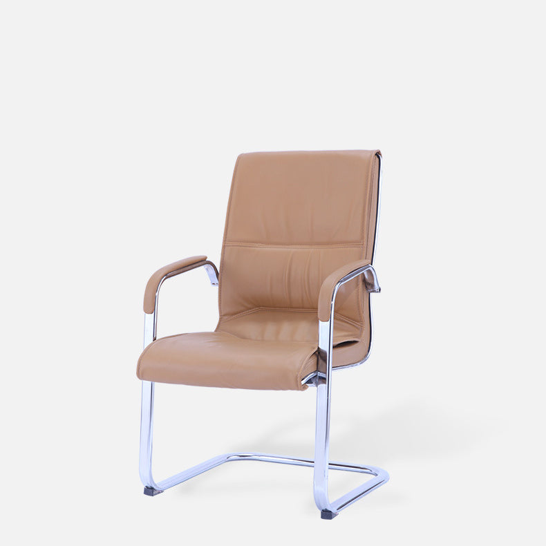 Contemporary PU Computer Chair Faux Leather and Chrome Frame Office Chair Clearhalo 'furn' 'furn_office_chair' 'Furniture' 'Office Chairs' 'Office Furniture' 'office_chair' 6358650