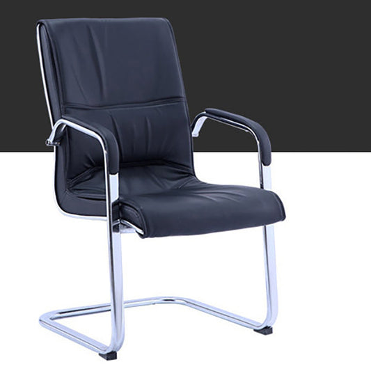 Contemporary PU Computer Chair Faux Leather and Chrome Frame Office Chair Clearhalo 'furn' 'furn_office_chair' 'Furniture' 'Office Chairs' 'Office Furniture' 'office_chair' 6358665