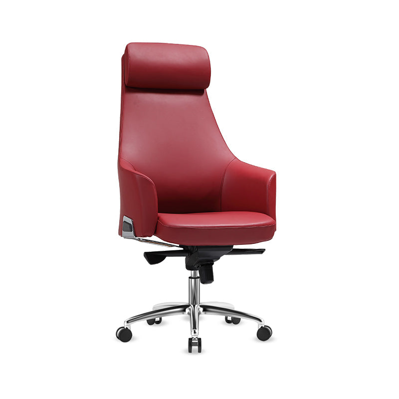 Contemporary Desk Chair Padded Arms Leather Advanced Office Chair Red 1 Piece High-Back (Over 22 in.) Clearhalo 'furn' 'furn_office_chair' 'Furniture' 'Office Chairs' 'Office Furniture' 'office_chair' 6358723