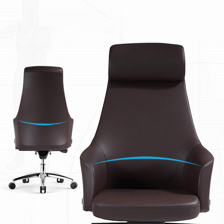 Contemporary Desk Chair Padded Arms Leather Advanced Office Chair Clearhalo 'furn' 'furn_office_chair' 'Furniture' 'Office Chairs' 'Office Furniture' 'office_chair' 6358728