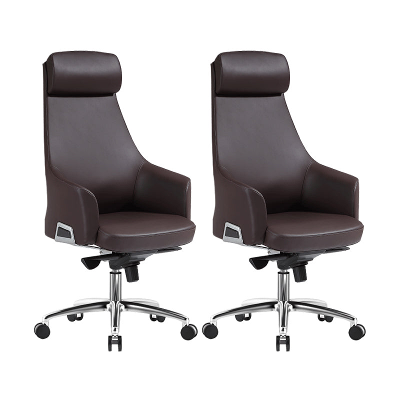 Contemporary Desk Chair Padded Arms Leather Advanced Office Chair Coffee 2 Piece Set High-Back (Over 22 in.) Clearhalo 'furn' 'furn_office_chair' 'Furniture' 'Office Chairs' 'Office Furniture' 'office_chair' 6358734