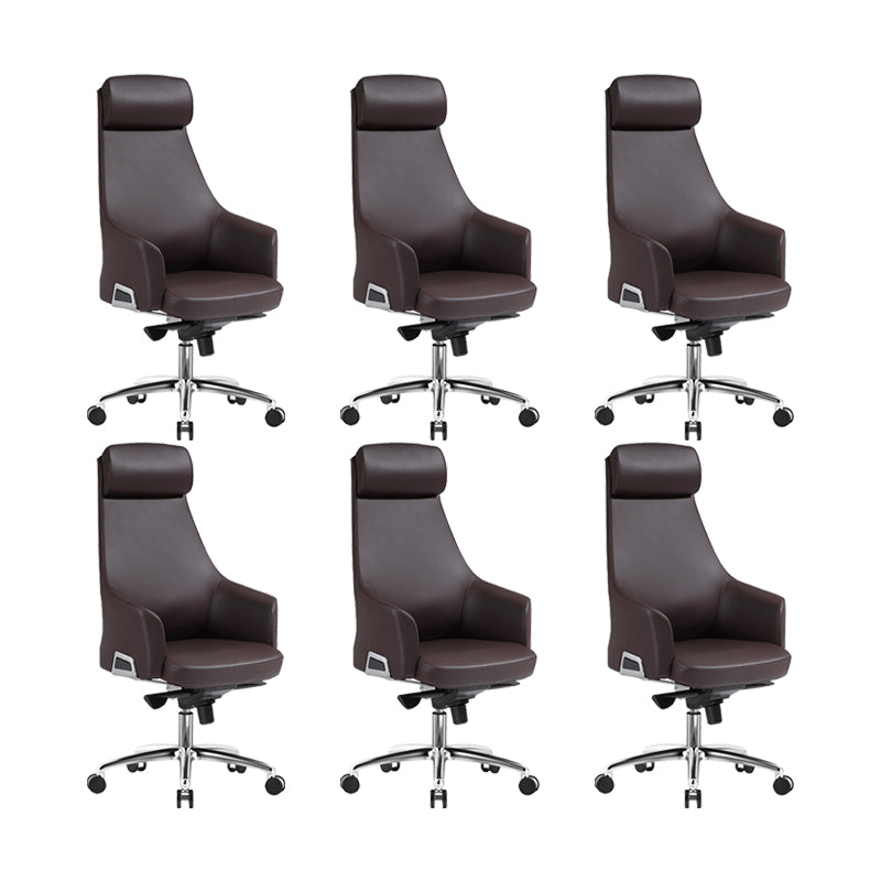 Contemporary Desk Chair Padded Arms Leather Advanced Office Chair Coffee 6 Piece Set High-Back (Over 22 in.) Clearhalo 'furn' 'furn_office_chair' 'Furniture' 'Office Chairs' 'Office Furniture' 'office_chair' 6358738