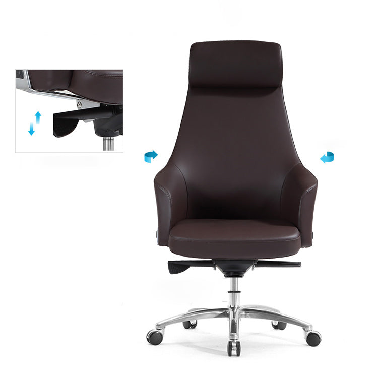 Contemporary Desk Chair Padded Arms Leather Advanced Office Chair Clearhalo 'furn' 'furn_office_chair' 'Furniture' 'Office Chairs' 'Office Furniture' 'office_chair' 6358739