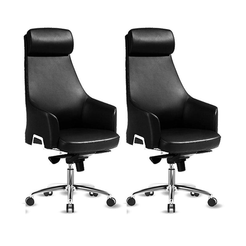 Contemporary Desk Chair Padded Arms Leather Advanced Office Chair Black 2 Piece Set High-Back (Over 22 in.) Clearhalo 'furn' 'furn_office_chair' 'Furniture' 'Office Chairs' 'Office Furniture' 'office_chair' 6358743