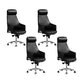 Contemporary Desk Chair Padded Arms Leather Advanced Office Chair Black 4 Piece Set High-Back (Over 22 in.) Clearhalo 'furn' 'furn_office_chair' 'Furniture' 'Office Chairs' 'Office Furniture' 'office_chair' 6358744