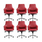 Contemporary Desk Chair Padded Arms Leather Advanced Office Chair Red 6 Piece Set Mid-Back (14-22 in.) Clearhalo 'furn' 'furn_office_chair' 'Furniture' 'Office Chairs' 'Office Furniture' 'office_chair' 6358750