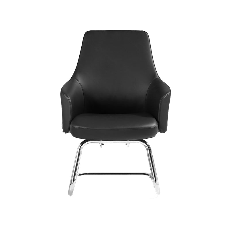Contemporary Desk Chair Padded Arms Leather Advanced Office Chair Black 1 Piece Mid-Back (14-22 in.) Clearhalo 'furn' 'furn_office_chair' 'Furniture' 'Office Chairs' 'Office Furniture' 'office_chair' 6358752