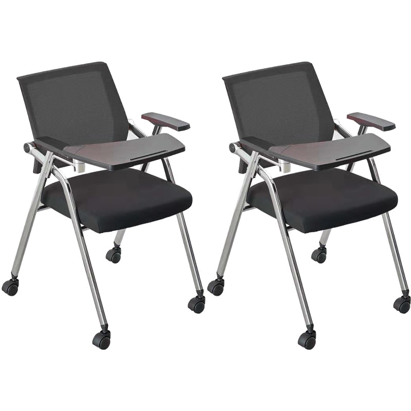 Mid-Back Conference Chair Contemporary Upholstered Office Chair Black 2 Piece Set Casters Included Clearhalo 'furn' 'furn_office_chair' 'Furniture' 'Office Chairs' 'Office Furniture' 'office_chair' 6358890