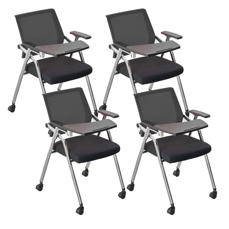 Mid-Back Conference Chair Contemporary Upholstered Office Chair Black 4 Piece Set Casters Included Clearhalo 'furn' 'furn_office_chair' 'Furniture' 'Office Chairs' 'Office Furniture' 'office_chair' 6358891
